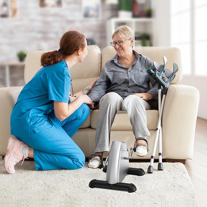 Sportneer Under Desk Bike Pedal Exerciser: Mini Exercise Bike Portable Peddler Sitting for Seniors with LCD Display Arm & Leg Bike Pedals Exerciser with Anti-Skid Mat for Home Office