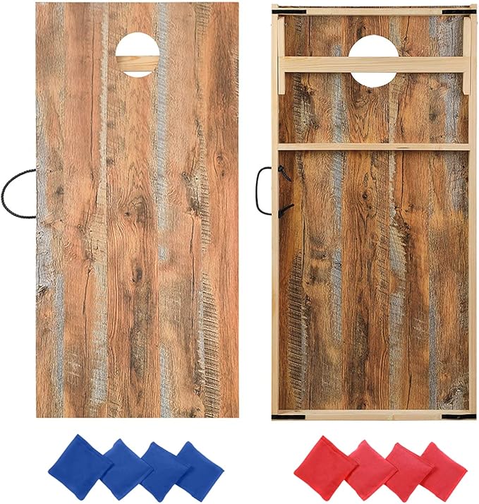 Solid Wood Premium Cornhole Game Set, Bean Bag Toss Game for Tailgate, Outdoor, Backyard - Professional Portable Cornhole Boards & Set of 8 Cornhole Bean Bags (Junior, Tailgate, Regulation Size)
