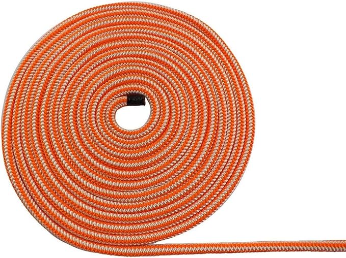 Pelican Rope 16-Strand Arborist Rope, 1/2 in (12.7 mm), 5400 lbs MBS, Static Climbing Rope, Rescue Operations, High Visibility, 150 ft, Tight Spliced Eye, Orange/White
