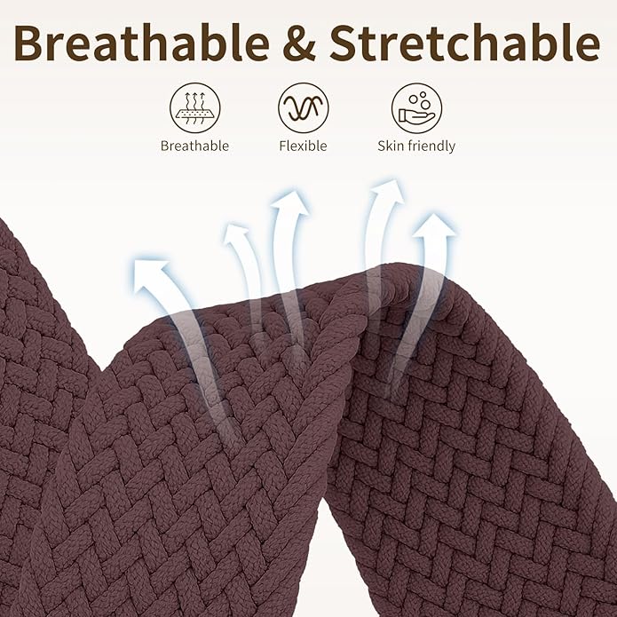 Braided Band Compatible with Fitbit Versa 4 Bands for Woman/Versa 3/Sense 1/Sense 2 Band, Magnetic Clasp Fabric Nylon with Designer Interlock Buckle Straps for Fitbit Versa4/3/Sense1/2