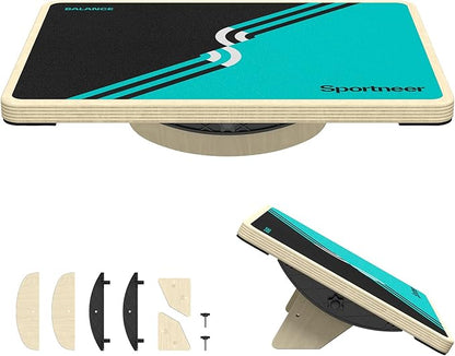Sportneer 2-in-1 Balance Board ??Adjustable Wobble & Slant Board for Core Strength, Stretching, Rehab, Standing Desk, Home Gym Workout