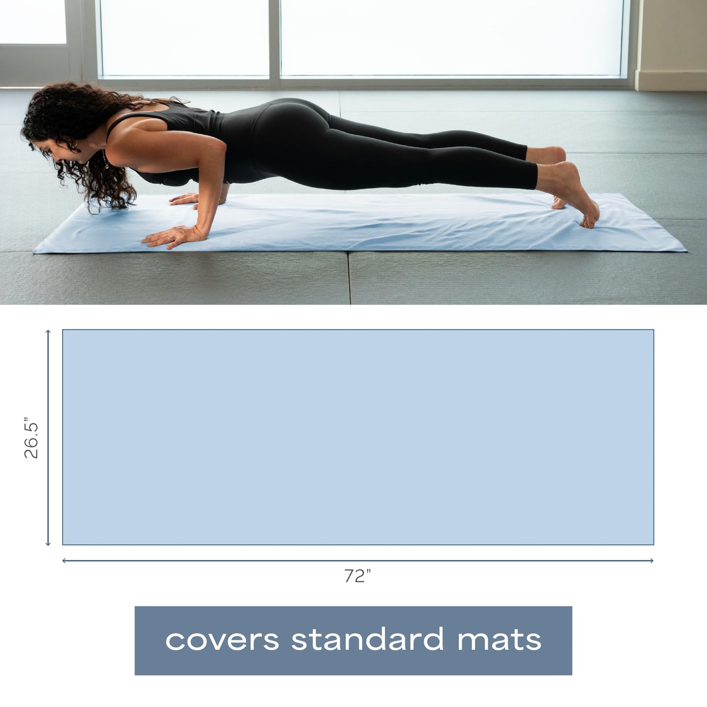 S&T INC. Aura Microfiber Yoga Mat Towel, 26.5" x 72", Blue