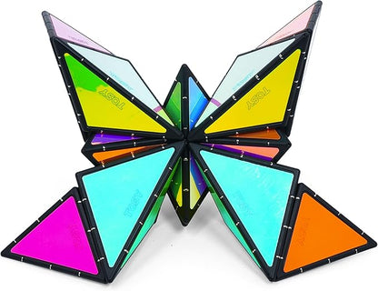 TOSY Magnet Pyramid Glow - 1 Cube Transforms into 1 Billion Shapes, 12 Pieces, 243 Rare Earth Magnets, Glowing, Holographic Design Magnet Tiles Creative Puzzle STEM/STEAM Toy