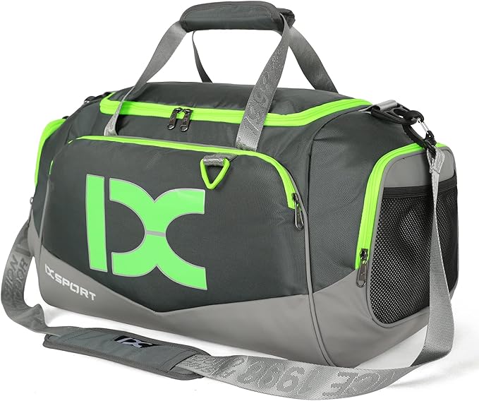 Sports Gym Bag，INOXTO Travel Duffel Bag with Dry Wet Pocket And Shoe CompartmentFor Women and Men，40L/55L Fitness Waterproof Weekender Bag For Swim Sports Travel Working Out (Gray green, 40L)