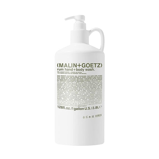 MALIN+GOETZ Rum Hand + Body Wash, 128 Fl. Oz. – Allows Up to 15 Refills, Natural Cleansing