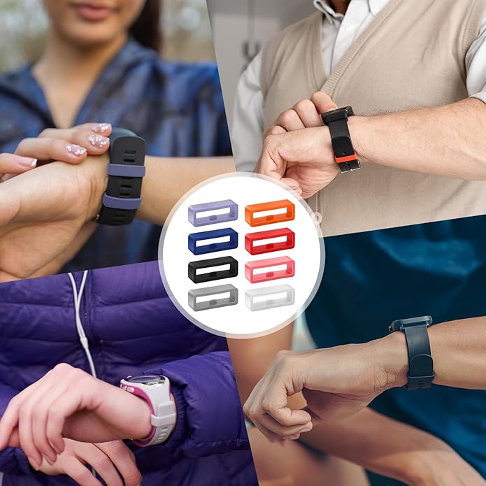 16 Pack Smart Watch Band Fixing Rings, Silicone Magic Band Holder Locks Clips Strap Holder Watch Strap Replacement Accessories (Multi-Color)