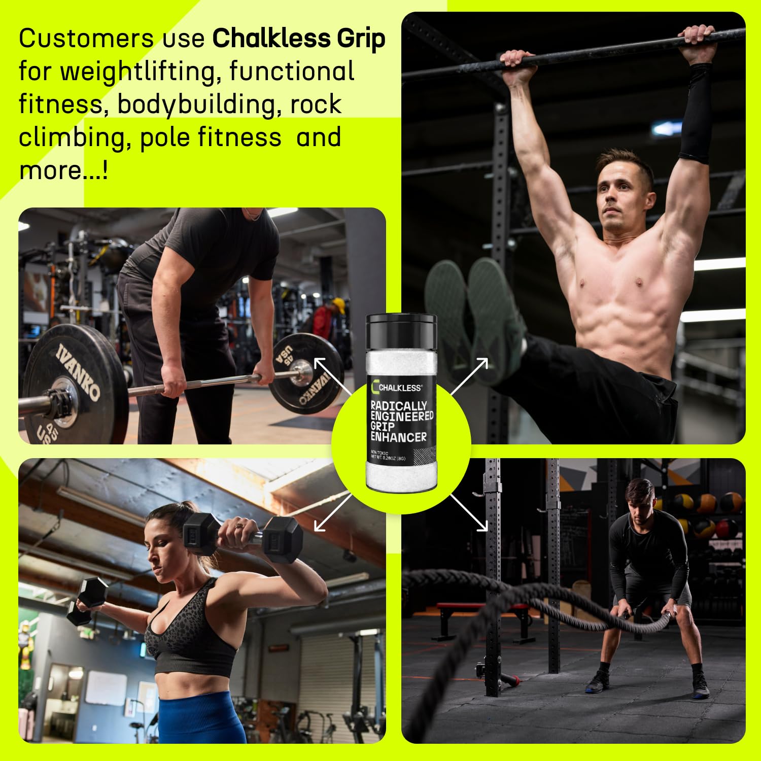 Chalkless Grip Enhancer - Premium Liquid Chalk Alternative & Less Mess Hand Chalk for