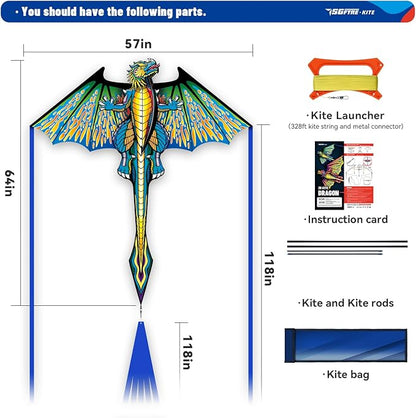 3D Red Pterosaur Kite for Boys & Adults Easy to Fly,Beach Trip Outdoor Games Single Line String with Tail,Beach Kite for Family Outdoor Activities