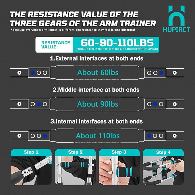 Twister Arm Trainer, 30-110lb Adjustable Chest Workout Equipment, Multi-Muscle Group Training, Portable Power Twister Bar, Detachable Design, Unisex and Suitable for Home and Gym Use