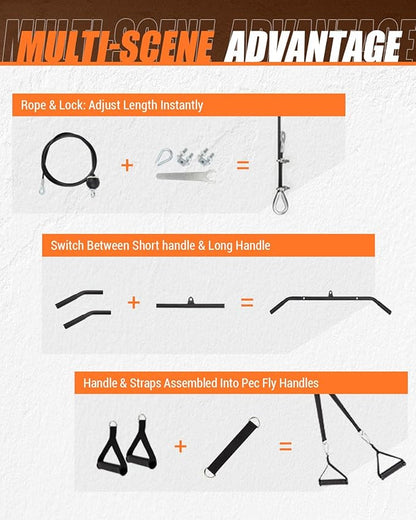 Smith Machine, Power Cage Squat Rack with Cable Crossover, Dual Pulley System, Pull-Up Bar, Home Gym Workout Equipment with Attachments for Strength Training and Weightlifting