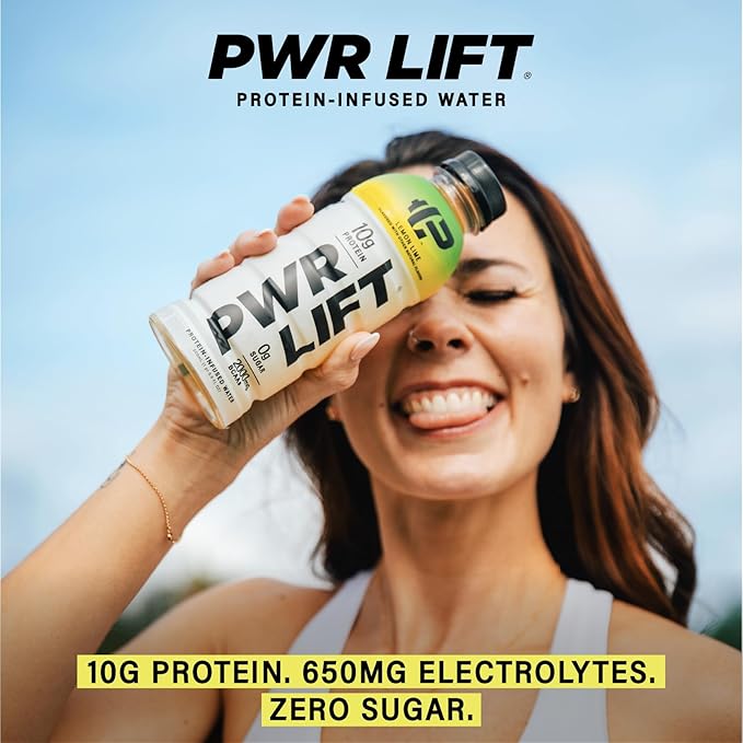 Whey Protein Water Sports Drink by PWR LIFT | Berry Strawberry | Keto, Vitamin B, Electrolytes, Zero Sugar, 10g of Protein | Post-Workout Energy Beverage | 16.9 Fl Oz (Pack of 12)