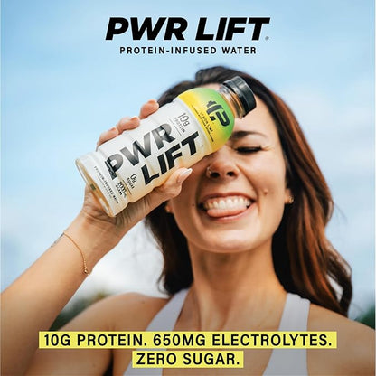Whey Protein Water Sports Drink by PWR LIFT | Lemon Lime | Keto, Vitamin B, Electrolytes, Zero Sugar | Post-Workout Energy Beverage | 16.9 Fl Oz (Pack of 12)