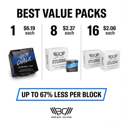 WARM BODY COLD MIND Premium Chalk Block for Weight Lifting - Hand Grip for Cross Training