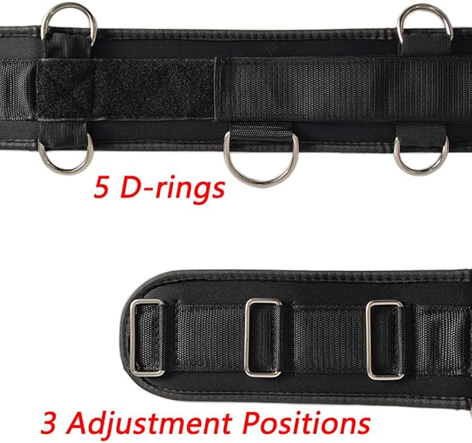 Fitness Resistance Belt Multi Functional Fitness Belt with 5 Rings for Weight Training and Resistance Training of Load Carrying Pull Up Belt Squat