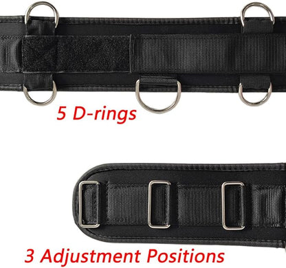 Fitness Resistance Belt Multi Functional Fitness Belt with 5 Rings for Weight Training and Resistance Training of Load Carrying Pull Up Belt Squat