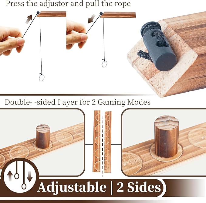 Ring Toss Game, Ring Throwing Game with Shot Put, Hook and Ring Throwing Game for Adults Kids, Fun Hook and Ring Game with Ladder