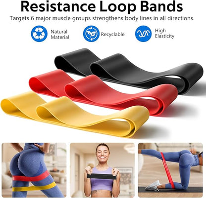 7 in1 Foam Roller Set for Deep Tissue Muscle Massager - High Density Back Roller, Muscle Roller Stick, Resistance Bands, Foot Massage Ball, Stretching Strap for Exercise, Whole Body Physical Therapy