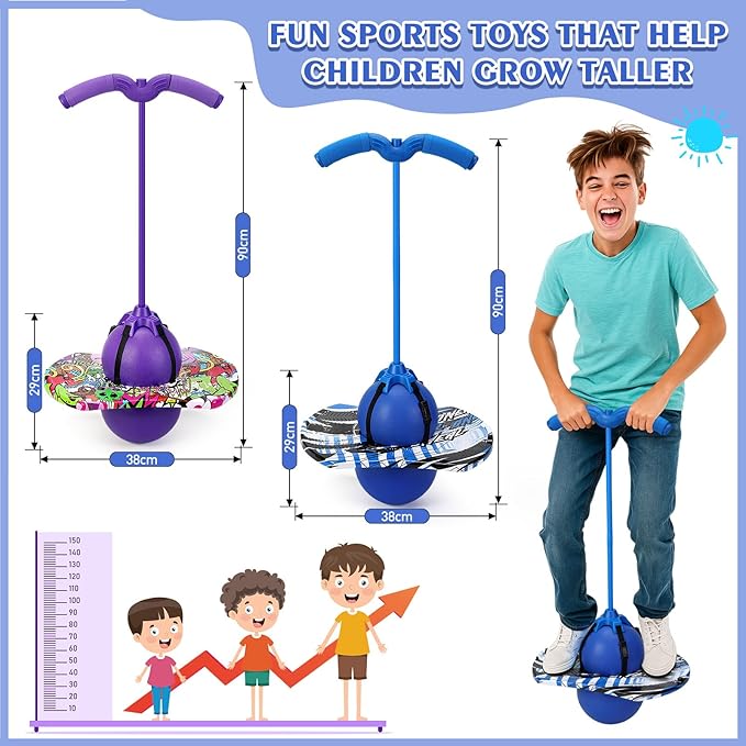 Layhit 2 Pcs Pogo Jumper with Handle for Kids Pump Pogo Ball Stick Jumper Balance Bounce Ball with Pump and Strong Grip for Adults Teen Indoor Outdoor