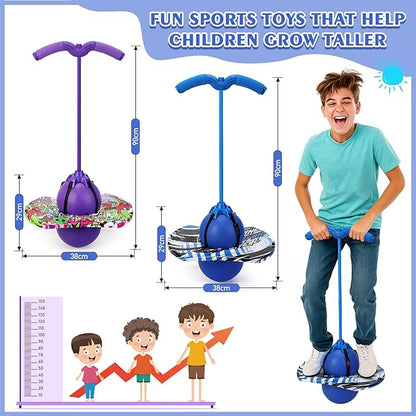 Layhit 2 Pcs Pogo Jumper with Handle for Kids Pump Pogo Ball Stick Jumper Balance Bounce Ball with Pump and Strong Grip for Adults Teen Indoor Outdoor