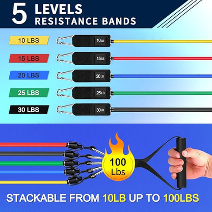 WHATAFIT Resistance Bands, Exercise Bands，Resistance Bands for Working Out, Work Out Bands with Handles for Men and Women Fitness, Strength Training Home Gym Equipment