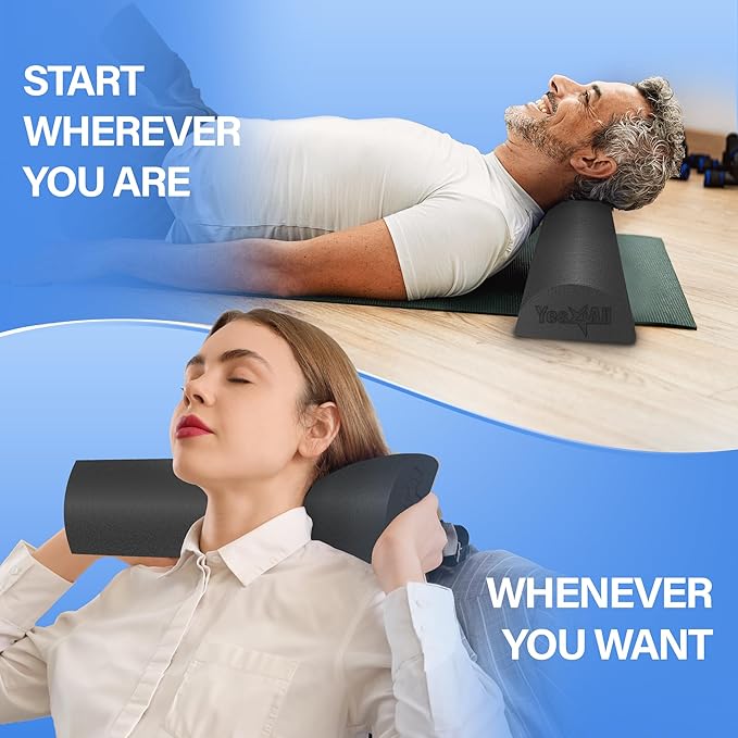 Yes4All Medium Firm Half Foam Rollers for Post-Workout Relaxation, 12/18/24/36 inch PE Foam Roll for Back Massage & Yoga Exercise