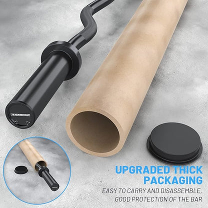 47" Olympic EZ Curl Bar 500-lbs Capacity Steel Barbell Suitable for 2" Weight Plates, 2-Inch Curl Bar for Weight Lifting,Hip Thrusts,Squat,Biceps-Home Gym Weight Bar