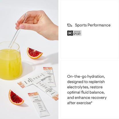 THORNE - Daily Electrolytes - Zero Sugar & Low-Calorie Electrolyte Drink Mix - Naturally Flavored & Sweetened - NSF Certified for Sport - Blood Orange - 30 Stick Packs