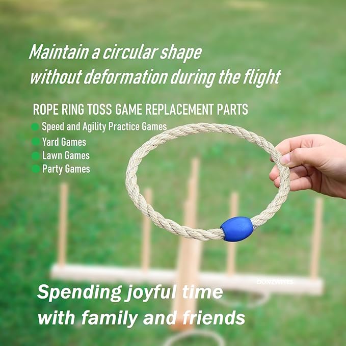 6 Pack Sisal Rope Ring Toss Game Replacement Parts for Adults and Kids, Outdoor Toss Rings for Agility Practice and Speed Game and Yard Games and Lawn Games for Party (3 Colors-Red Green Blue)