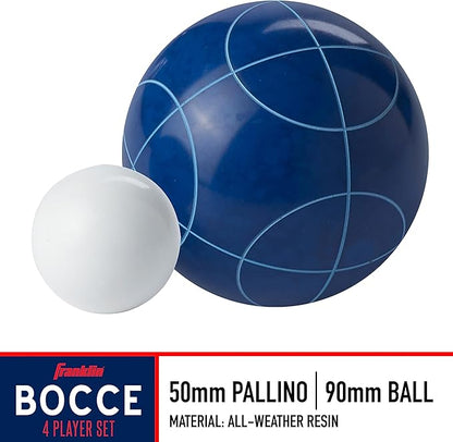 Franklin Sports Bocce Ball Set — 8 All Weather Bocce Balls and 1 Pallino — Beach, Backyard Lawn or Outdoor Party Game — Professional, American, and Starter Set Options