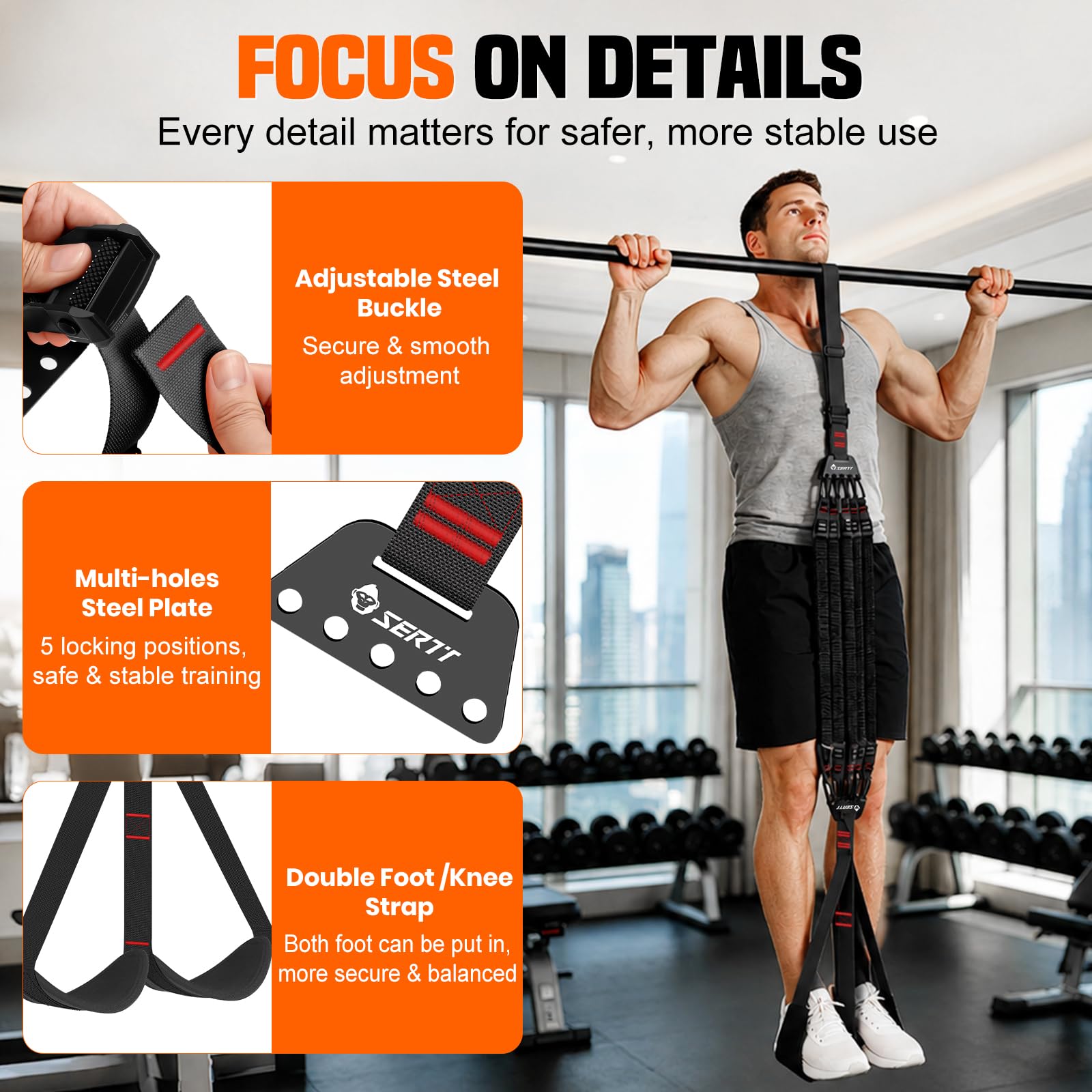 SERTT Adjustable Pull Up Assistance Band, Heavy Duty Assisted Pull Up Bands Support 375lbs, Upgrade