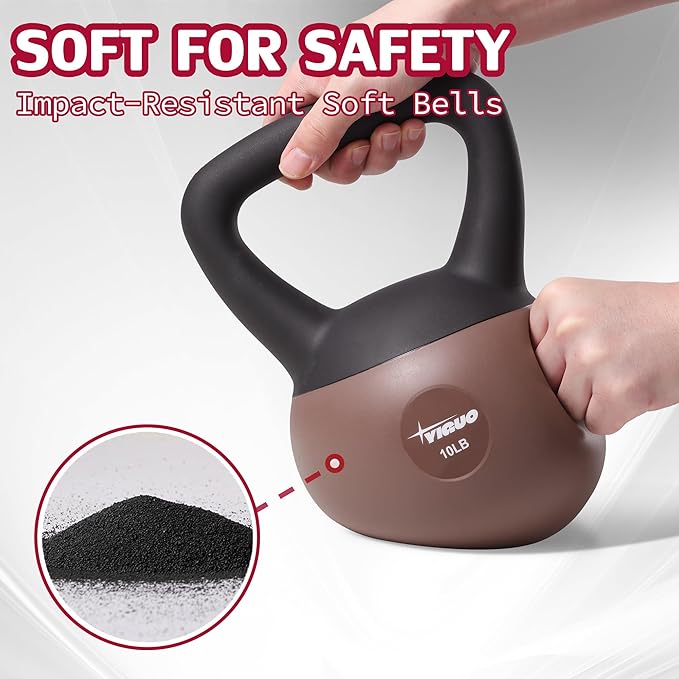 YIGUO Soft Kettlebell, Kettlebells 10 lb Anti-Slip Grip Weight for Home Workouts, Kettlebell for Safe Strength Training for Women & Men & Beginners