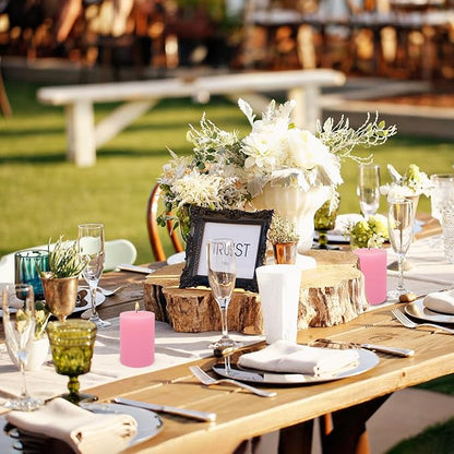 2x3 Inch Pink Pillar Candles Small 24 Hours Unscented Dripless Flat Top Column Cylinder Candles for Dinner Table Christmas Wedding Home Valentine's Day Relaxation Spa Church, 4 Packs