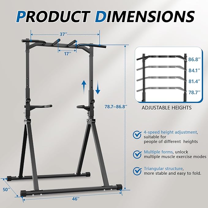 Pull Up Station Pull Up Bar for Home Gym Equipment Dip Station Power Tower Strength Training Fitness Equipment