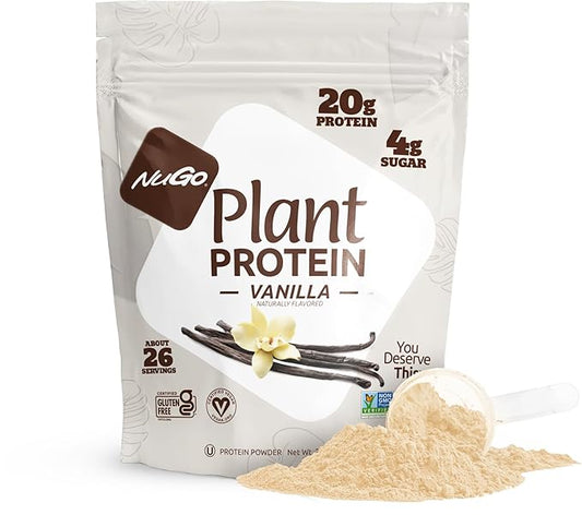 NuGo Plant Protein Powder, Vanilla, 20g Vegan Pea Protein, Low Sugar, Gluten Free, Dairy Free