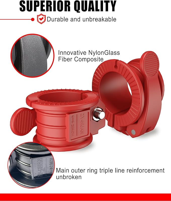 Olympic Barbell Clamps 2 inch Adjustable Barbell Clips Quick Release Pair of Locking Weight Clips for Bars