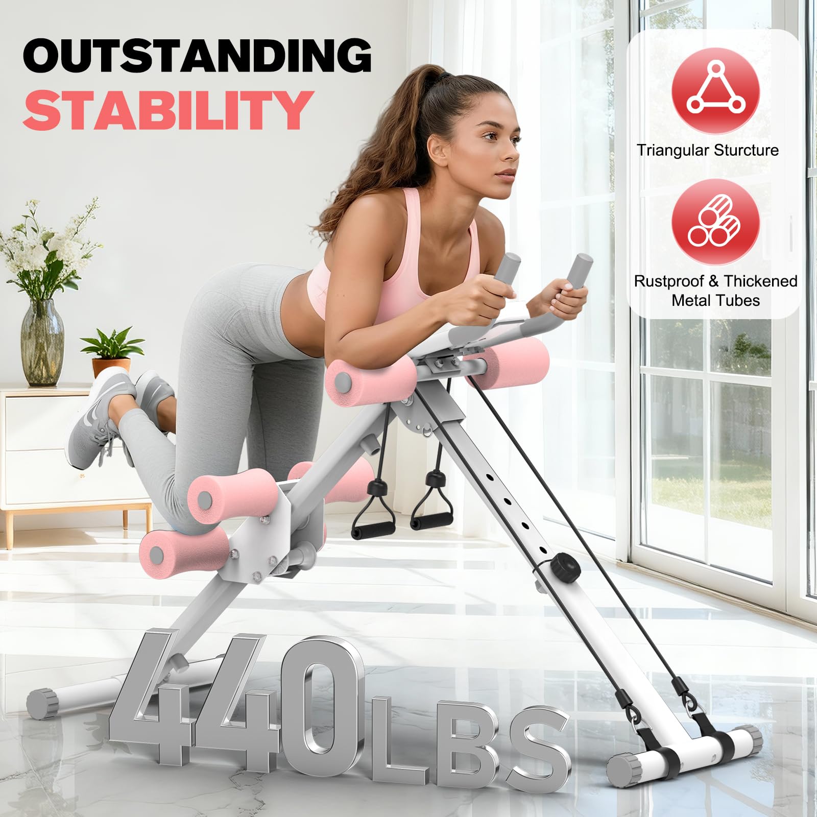 DERACY Ab Workout Machine Adjustable Ab Trainer Abdominal Trainer for Home Gym Foldable Ab Crunch
