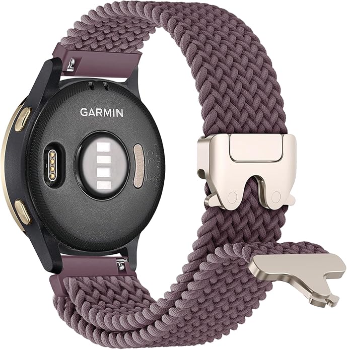 Braided Bands Compatible with Garmin Vivoactive 6/5/3/Venu 2 Plus/Forerunner 165/55/645/245 Music, 20mm Parachute Buckle Soft Stretchy Nylon Band for Garmin Venu/Sq/Sq 2/Vivomove HR Men Women