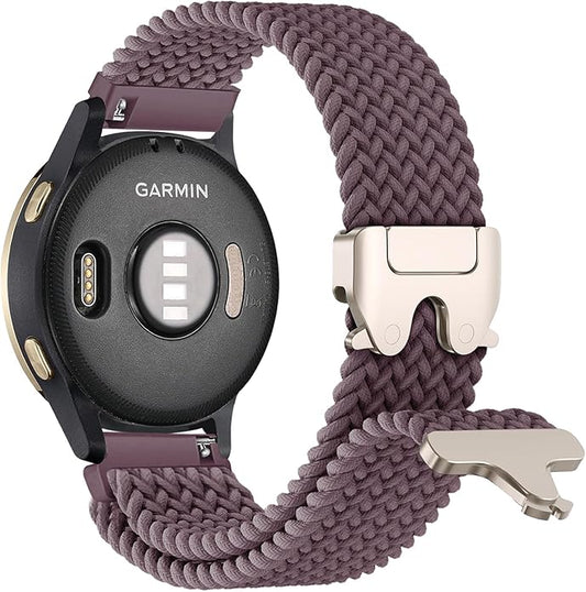 Braided Bands Compatible with Garmin Vivoactive 6/5/3/Venu 2 Plus/Forerunner 165/55/645/245 Music, 20mm Parachute Buckle Soft Stretchy Nylon Band for Garmin Venu/Sq/Sq 2/Vivomove HR Men Women