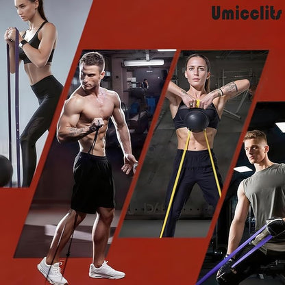 Resistance Bands, Pull Up Assistance Bands Set of 4, Workout Bands for Exercise, Fintness, Body Stretching, Muscle Training, Physical Therapy for Men Women - Carry Bag Included