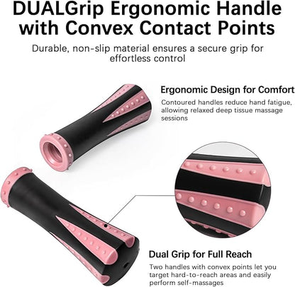 Muscle Roller Stick for Athletes - Deep Tissue Fascia Blaster & Roller Massager for Myofascial Pain Relief - Handheld Physical Therapy & Recovery Tool(Pink black-18 inch)