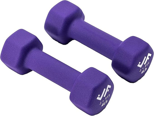 JFIT Dumbbell Pairs or Sets – Neoprene & Vinyl Coated Hand Weights for Home Gym, Strength Training, Aerobics, Cardio Exercise and Fitness