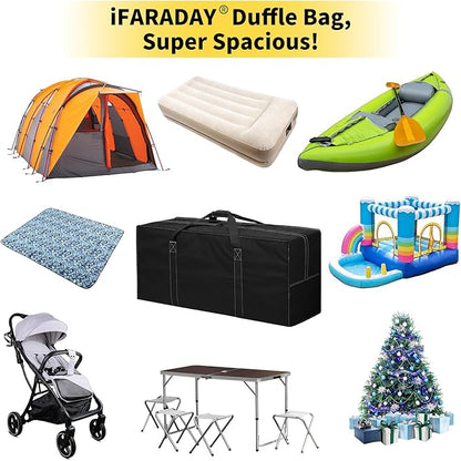 155L Extra Large Duffle Bag - 42 inch Heavy Duty & Water Resistant Duffel Bag Durable Luggage Storage Bag for Camping, Travel, Sports (Black)