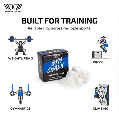 WARM BODY COLD MIND Premium Chalk Block for Weight Lifting - Hand Grip for Cross Training