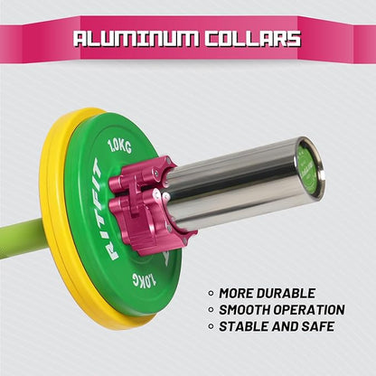 RitFit 2-Inch Magnetic Barbell Collars Locking Clamps - Heavy Duty Aluminum Alloy, Quick Release with Non-Slip TPR Pads for Olympic Weightlifting Powerlifting Training (Pair)