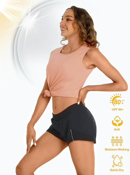 TACVASEN Women's UPF 80+ Workout Tank Top Sleeveless Quick Dry Sun Protection Hiking Athletic Gym Yoga Running Shirts