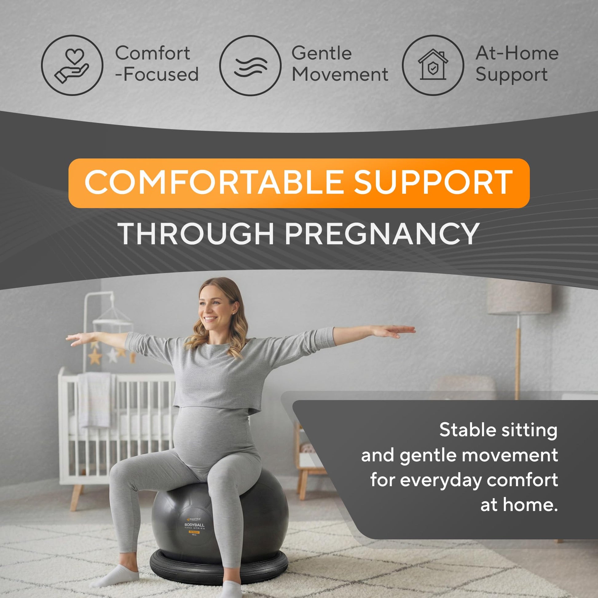 MANTRA SPORTS Yoga Ball Chair for Office Desk with Base - Ergonomic Balance & Stability Exercise