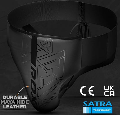 RDX Groin Protector for Boxing, Muay Thai, Kickboxing and MMA Fighting, Maya Hide Leather Abdo Gear for Martial Arts Training, Men Jockstrap Abdominal Protector for Sparring, Taekwondo and Grappling