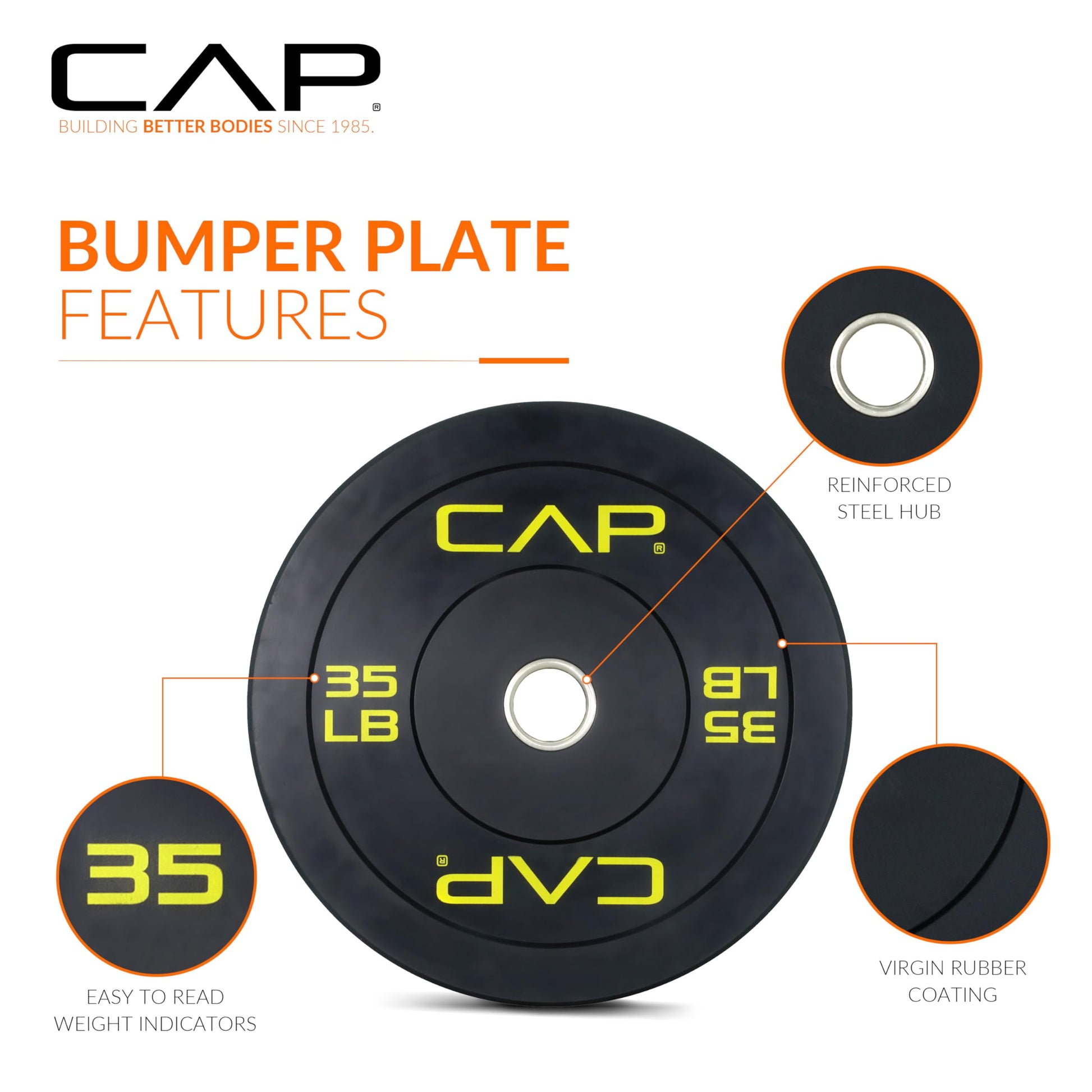 CAP Barbell 160 lb Economy Olympic Weight Set with 7ft Chrome Barbell & Black Bumper Plates with