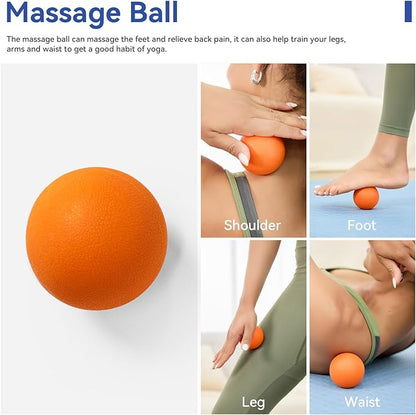 5 in 1 Foam Roller Set - Deep Tissue Foam Roller, Muscle Roller Stick, Massage Ball, Resistance Band for Physical Therapy & Deep Tissue Muscle Massage (Orange)