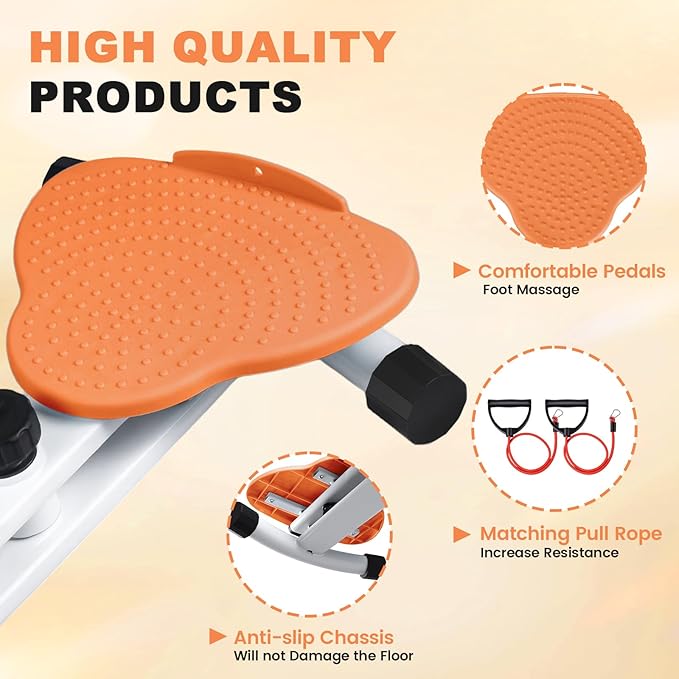 Waist Twister Machine, Ab Twister Board with Resistance Bands - 300 lbs Capacity Home Exercise Equipment for Belly Fat, Core Workout - Noiseless & Anti-Slip for Women/Men